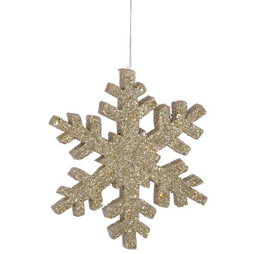 Vickerman L134711 24 in. Champagne Glitter Snowflake Christmas Ornamen