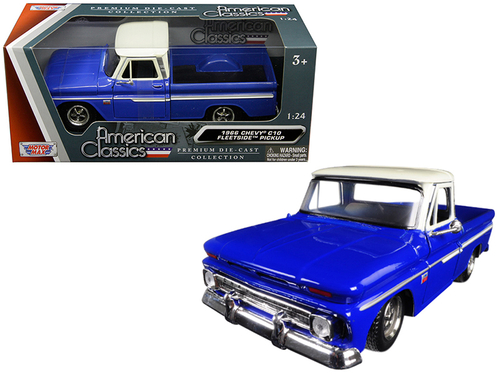 1966 Chevrolet C10 Fleetside Pickup Truck Blue with Cream Top 1/24