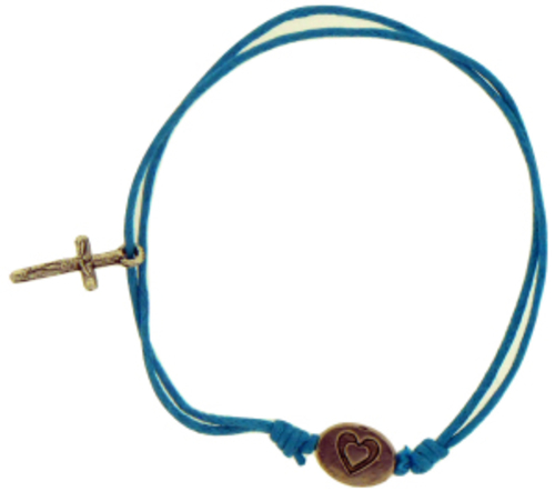 Solid Rock Jewelry 144656 Blue Cotton Adjustable Friendship with 2-Sid