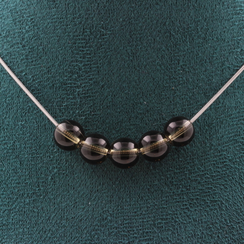 Smoky Quartz 8 mm 5 beads necklace. 