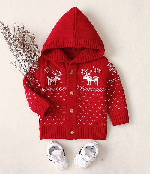 Newborn Baby Girl Boy Knitted Elk Hoodies Coat