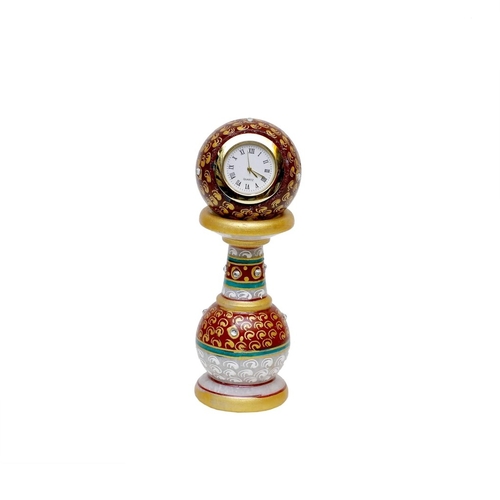 Decorative Pillar Shape Round Marble Designer Watch with Rajasthani