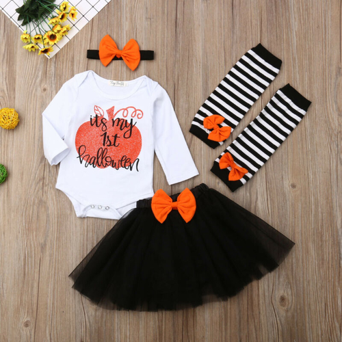 4Pcs/set Newborn Kids Halloween Outfits Baby Girl