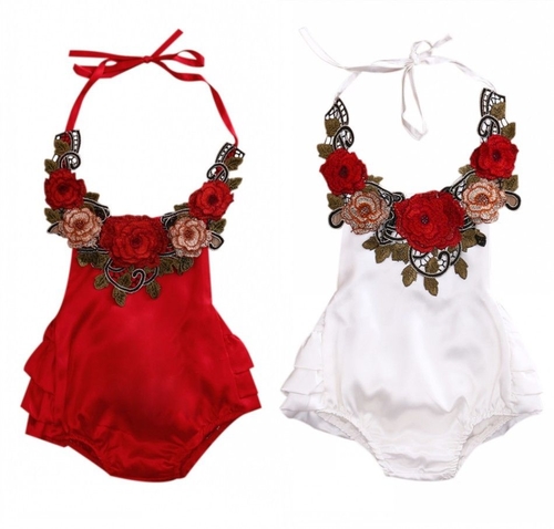 2017 Newborn Baby Girls Clothes 3D Flower Backless