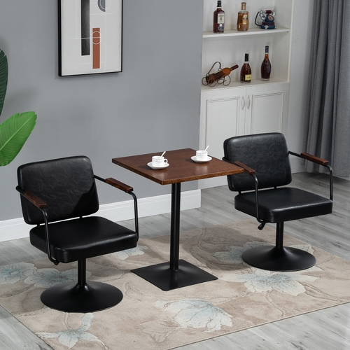 HOMCOM 2-Piece Height Adjustable Swivel Vintage Look Chair with Metal