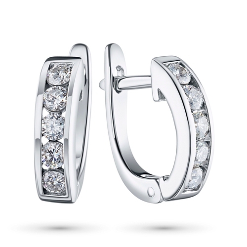 Sterling Silver Earrings with 10 Round-Cut Lab-Created Diamonds 0.398