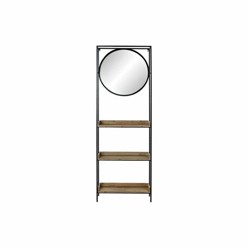 Wall mirror DKD Home Decor Black Natural Wood Metal Mirror 61 x 17,5 x