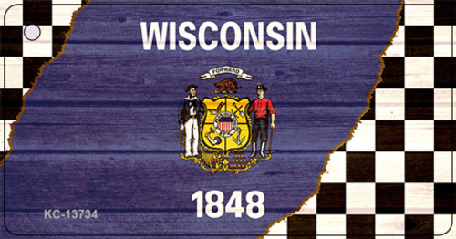 Smart Blonde KC-13734 1.5 x 3 in. Wisconsin Racing Flag Novelty Metal 