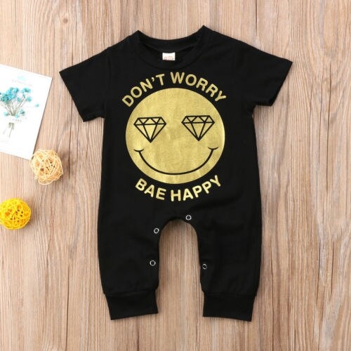 Newborn Baby Boys Girls Short Sleeve Letters Smile