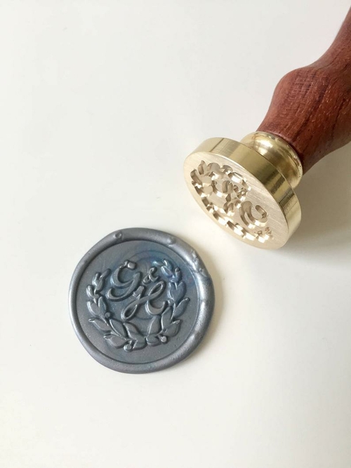 Wreath Wedding Wax Seal Stamp with initials