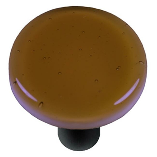 Hot Knobs HK1016-KRB Tan Round Glass Cabinet Knob - Black Post