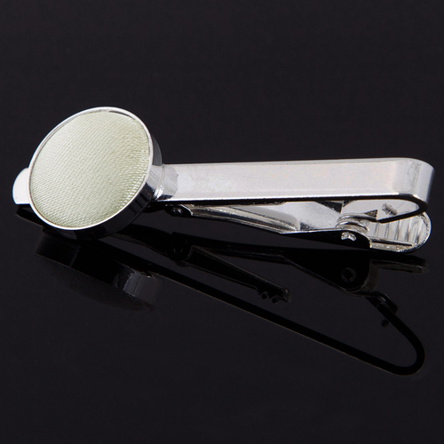 Plain Satin Tie Clip - Ivory