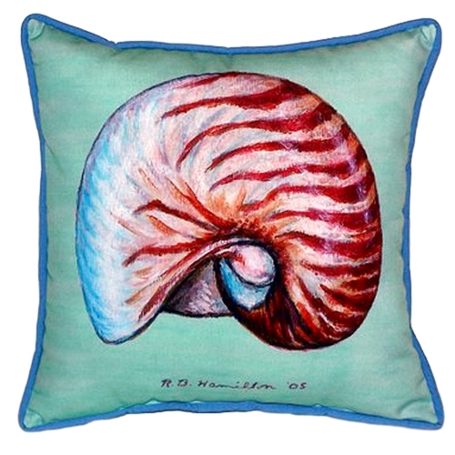 Betsy Drake SN118C 12 x 12 in. Nautilus Shell Teal Small Indoor & Outd