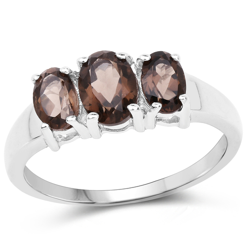 1.58 Carat Genuine Smoky Quartz .925 Sterling Silver Ring