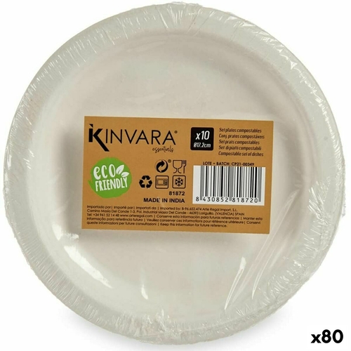 Plate set Compostable White Sugar Cane 80 Units