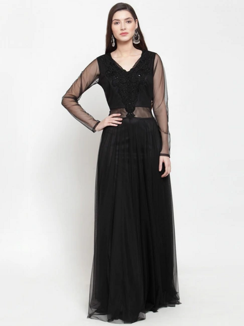 Black Embellished Dress (Size-L) (Color-BLACK)