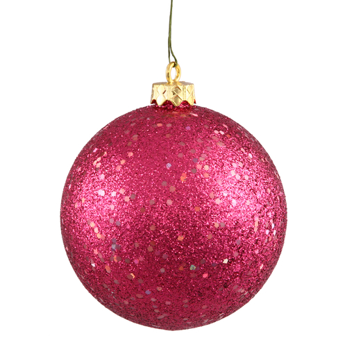 Wine Sequin Drilled Ball Ornament, 6 in. - 4 per Bag