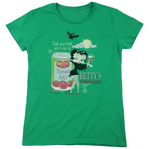 Trevco BB549-WT-3 Betty Boop & Vampire Tomato Juice Womens Cotton Shor