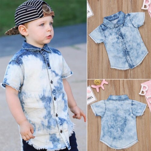 2018 Toddler Baby Boys Kids Short Sleeve Denim