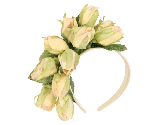 Light yellow rose flower headband fascinator