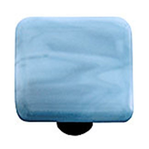 Hot Knobs HK2006-KA Swirl Powder Blue Square Glass Cabinet Knob - Alum