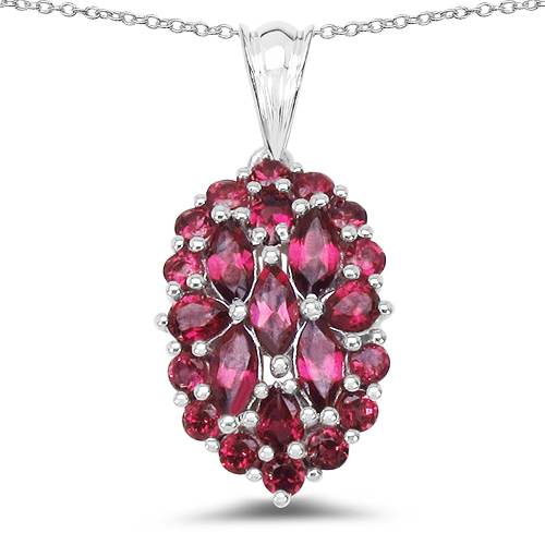 3.32 Carat Genuine Rhodolite .925 Sterling Silver Pendant