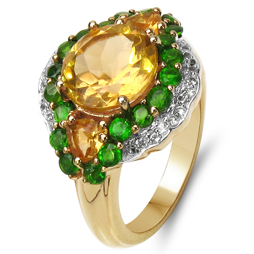 14K Yellow Gold Plated 4.13 Carat Genuine Golden Citrine, Chrome