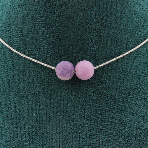 Matte purple Mica 8 mm 2 beads necklace.