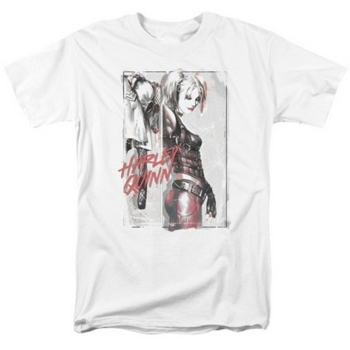 Trevco Batman-Ink Wash Harley - Short Sleeve Adult 18-1 Tee - White- L