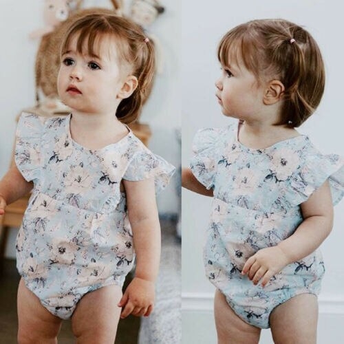 Toddler Infant Baby Girl Floral Clothes Ruffle