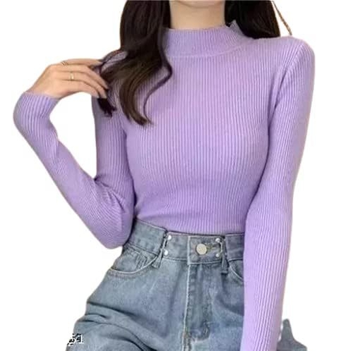 PURPLE Women Stylish Winter Cardigan Womens High Neck Women's Woollen