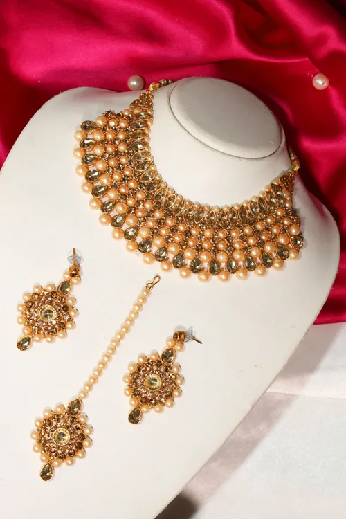 Premium Stylish Gold Plated Jewellery Set With Earring 