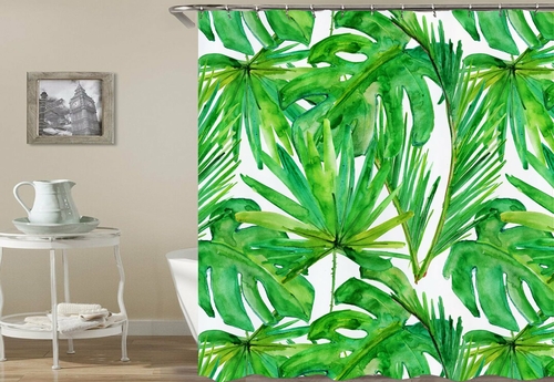 Green Leaves Drawing Shower Curtain