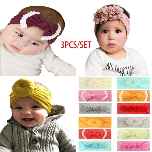 3pcs/Sets Kid Girl Boys Baby Headband Toddler Lace