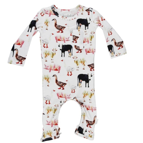 E I E I O - Doodalou Bamboo Baby Romper - 3 - 6 Months