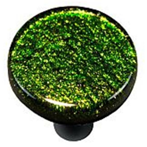 Hot Knobs HK1024-KRB Light Metallic Green Round Glass Cabinet Knob - B