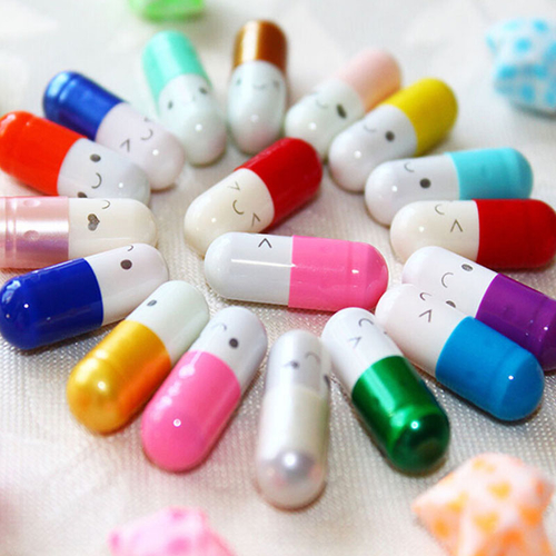 50 Pcs Pill Capsule Message Letter Kawaii Emoticon