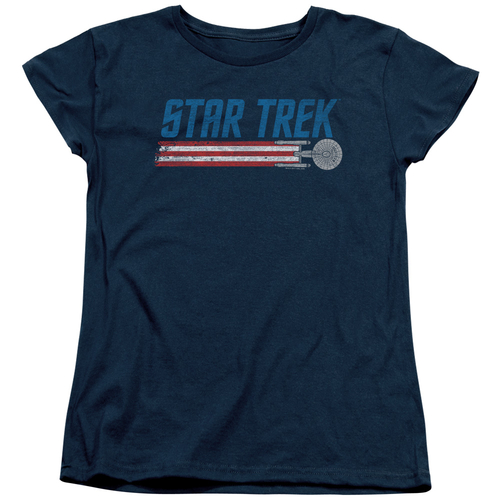 Trevco CBS2328-WT-1 Star Trek & Americana Enterprise Short Sleeve Cott