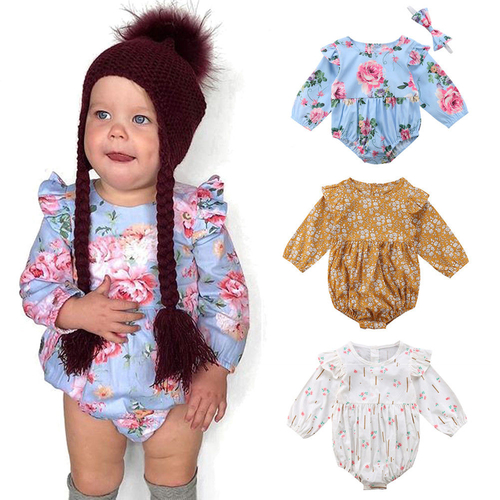 Newborn Toddler Baby Kids Floral Bodysuits Outfit