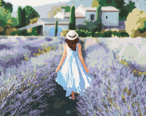 Paint by Numbers - LAVENDER FIELD AND WOMAN IN PROVENCE