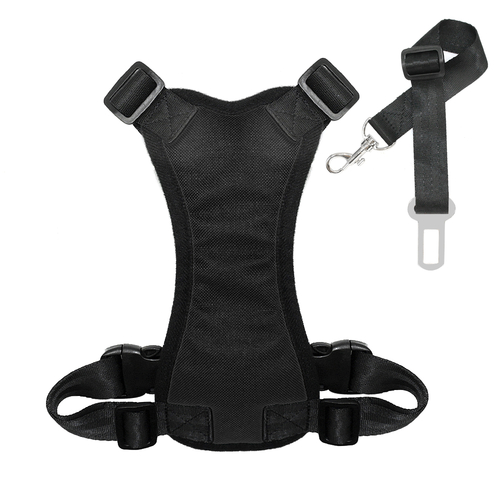 Adjustable Dog Car Harness with Seat Belt Lead