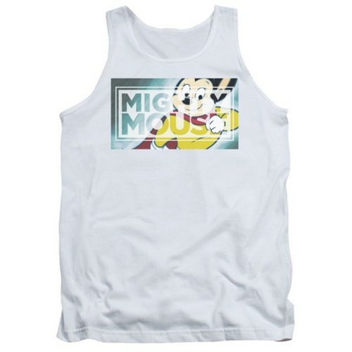Trevco Mighty Mouse-Mighty Rectangle - Adult Tank Top - White, Ext