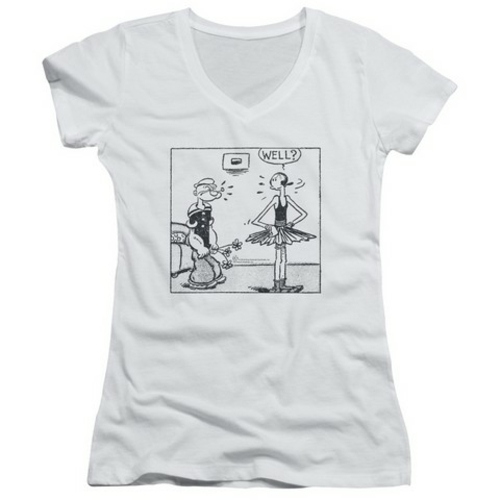 Trevco Popeye-Well Junior V-Neck Tee, White - Small