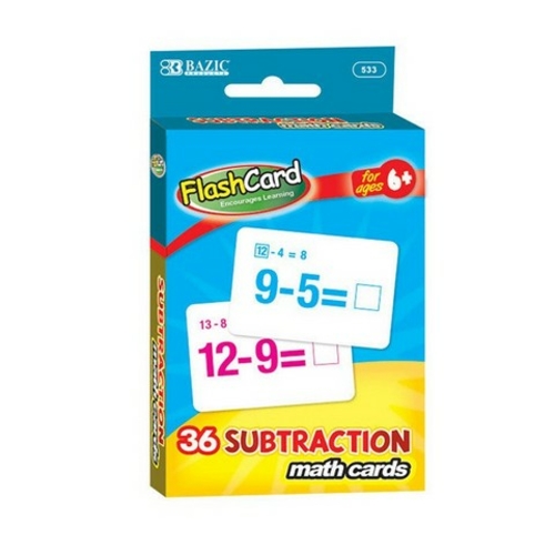 Bazic 533  Subtraction Flash Cards (36/Pack) Pack of 36