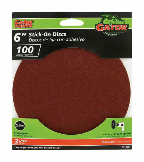 Ali Industries 2463438 6 in. Hook & Loop Sanding Disc, 100 Grit - 