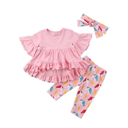 Party Sweet Unicorn Pink 3Pcs Kids Baby Girl