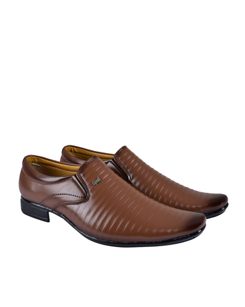 Striped Slip-On Shoes(Size9)(ColorBrown)
