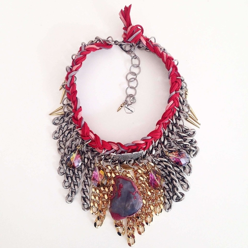 Red Passion Boho chic Statement Necklace