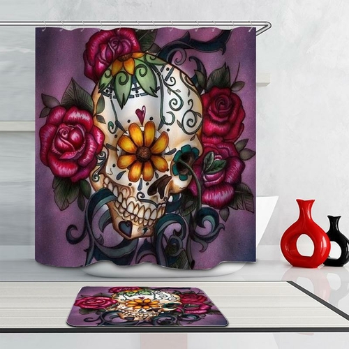 Skull And Roses Shower Curtain