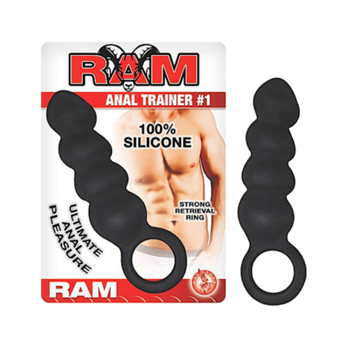 Ram Anal Trainer #1 4in. Silicone Rippled Anal Plug With Retrieval